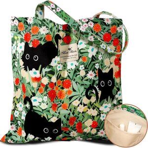 Aesthetic Cotton Tote Bag for Women Reusable Shoulder with Buckle Stylish Fabric